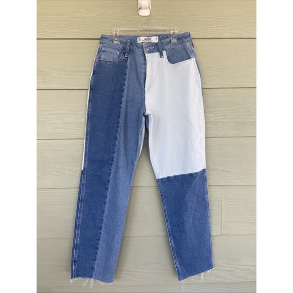 Hollister Denim Colorblock Curvy High Rise Stretch Mom Jeans Women Teen 27 x 27 - Picture 1 of 9